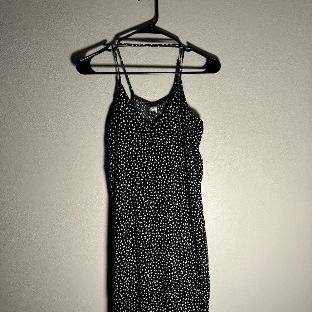 Old Navy Black and White Spotted Midi Dress